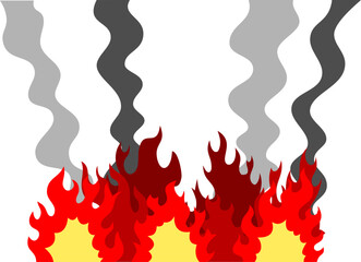 燃え盛る炎と煙 大火事のイラスト
