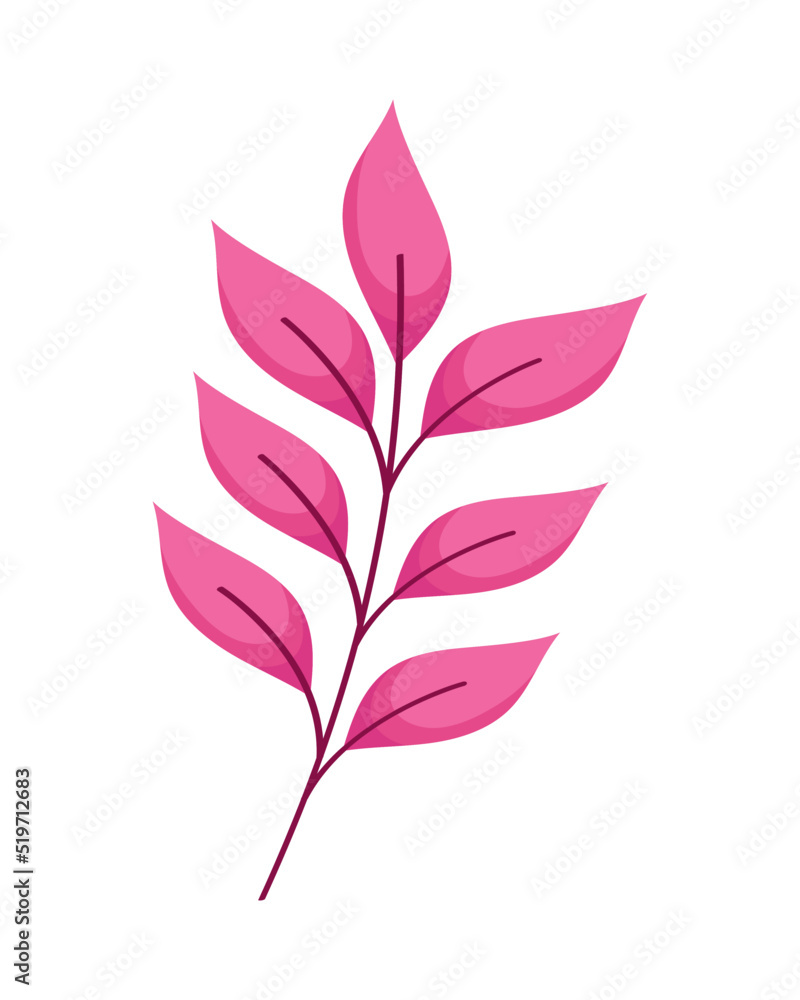 Poster pink leafs branch foliage