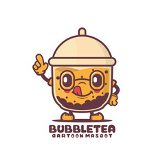 Bubble tea cartoon mascot. fresh drink vector illustration