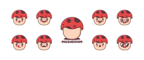 Mushroom cartoon. plant vector illustration. icon, emoticons, cartoons