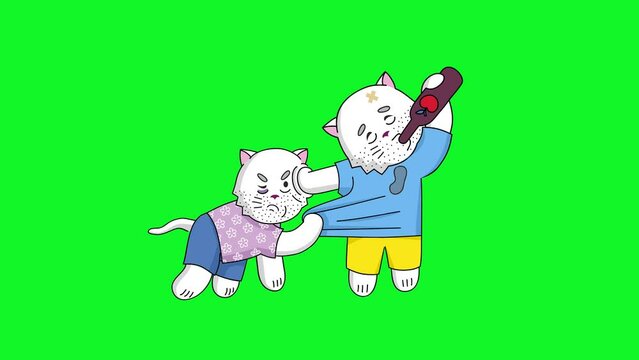 Alco Cats. Green Background. Cute.