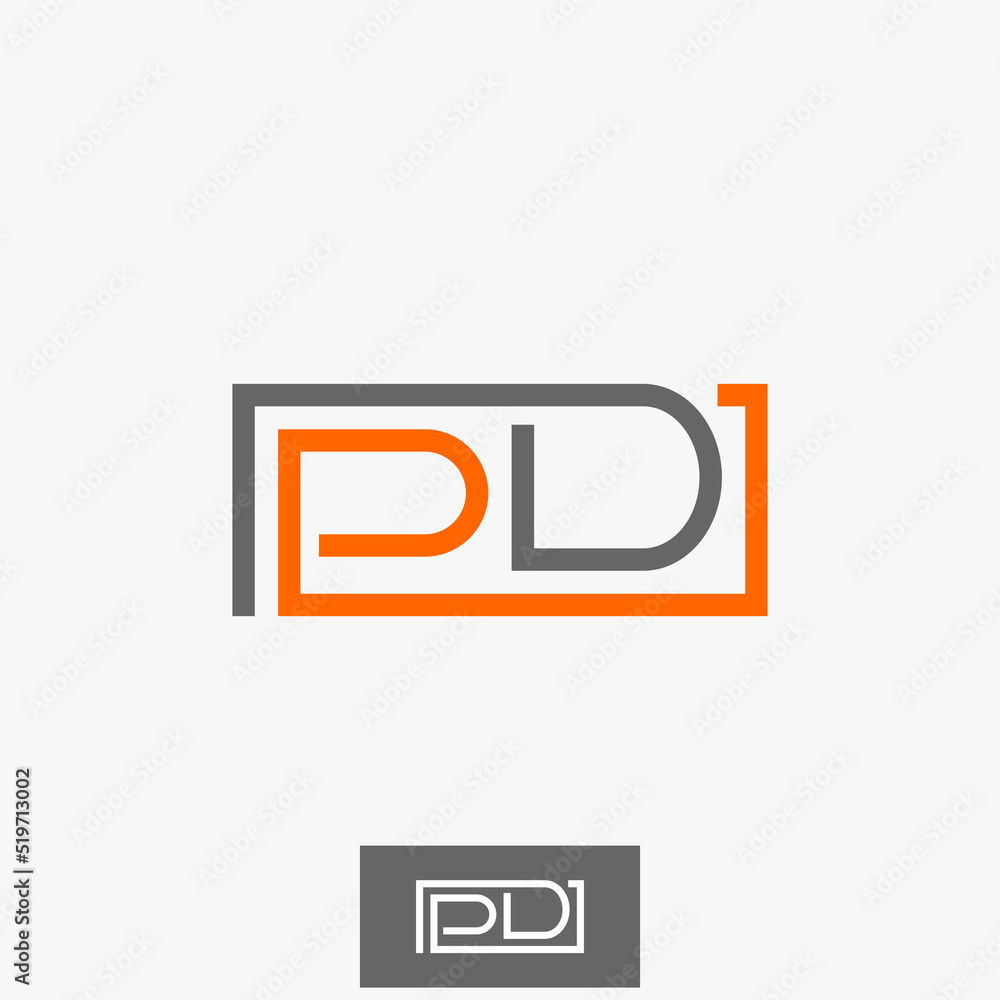 Poster Simple and unique letter or word PD sans serif line cut font on square image graphic icon logo design abstract concept vector stock. Can be used as symbol related to initial  or monogram
