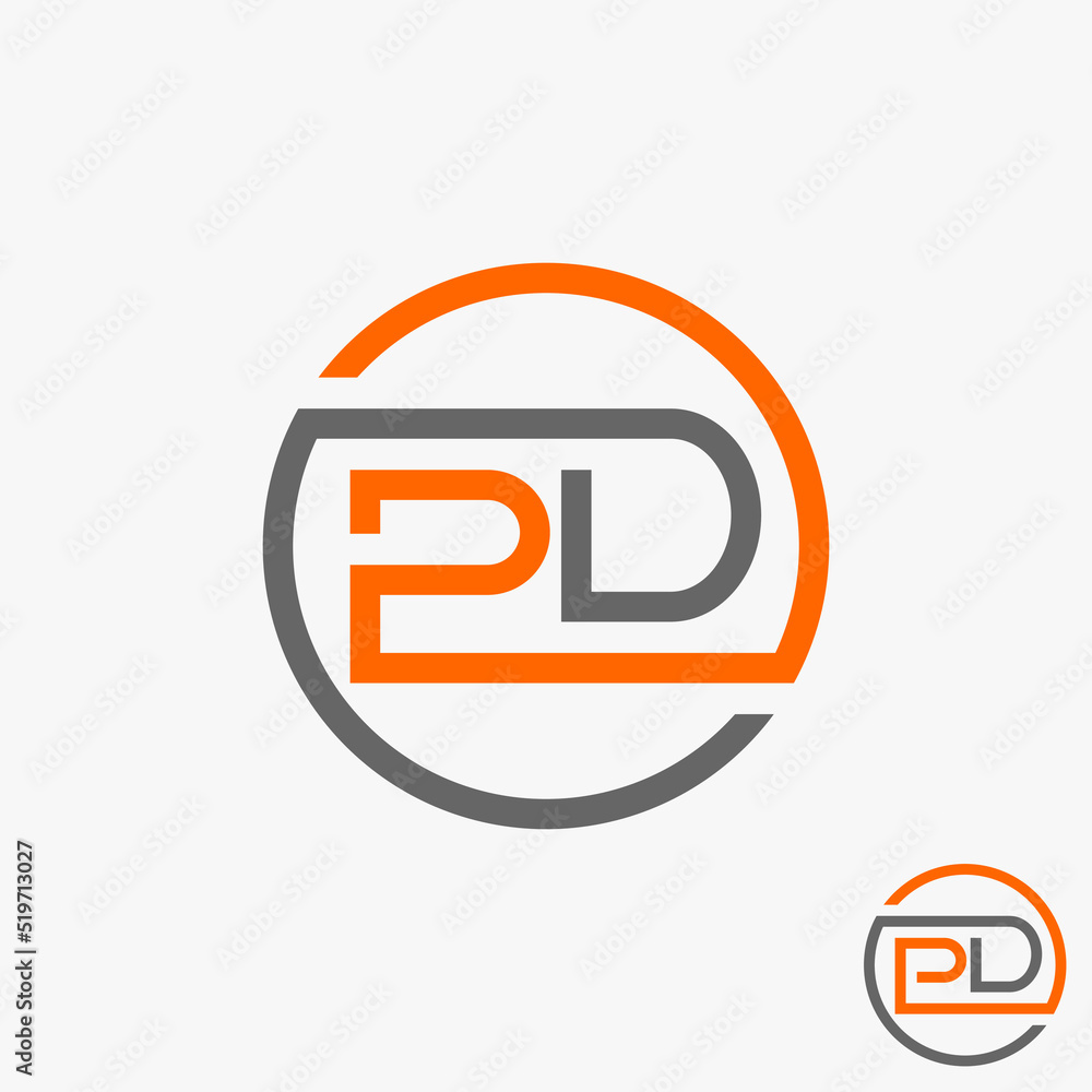 Poster simple and unique letter or word pd sans serif line cut font on circle image graphic icon logo desig
