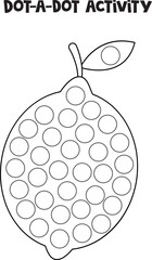 Dot a dot game for preschool kids. Cute lemon.