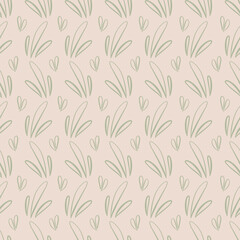 seamless pattern with daisy tulip flowers hand drawn doodle style.