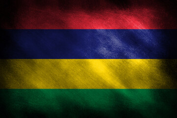 The flag of Mauritius on a retro background