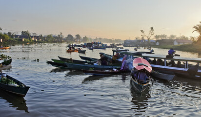 Lok baintan floating traditional market. South Kalimantan, Indonesia