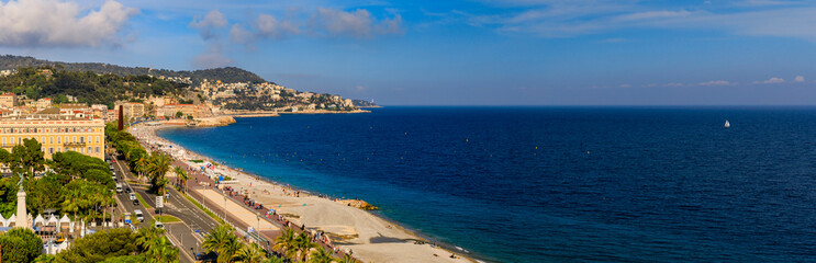 Nice coastline at Promenade des Anglais on the Mediterranean Sea South of France