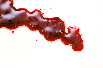 thick red blood with bubbles on a white background