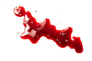 thick red blood with bubbles on a white background