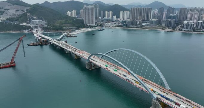 Bridge cross the sea to connect over Tseung Kwan O and Kowloon east