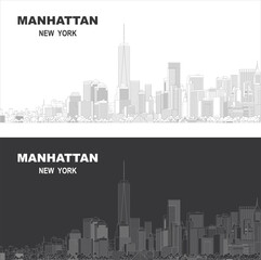 Vector illustration skyline of Manhattan, New York City, USA
