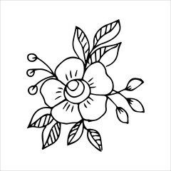 hand drawn doodle plant element for floral design concept