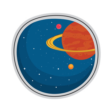 Saturn Space Retro Sticker