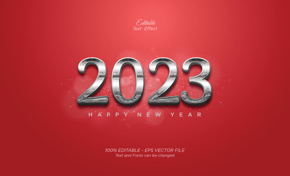 Happy New Year 2023 With Silver Bold Numbers.