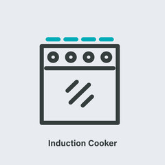 Induction cooker isolated two colored linear vector icon