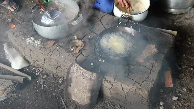 Defocused clip, Pawon is traditional kitchen at central java using wood-fired stoves