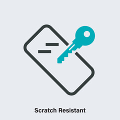 Vector image of key and smartphone case with Scratch Resistance text