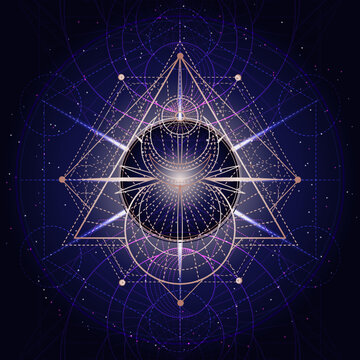 Vector illustration of Sacred geometry symbol on abstract background.