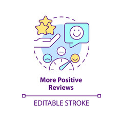 More positive reviews concept icon. Social media. Tracking customer engagement abstract idea thin line illustration. Isolated outline drawing. Editable stroke. Arial, Myriad Pro-Bold fonts used