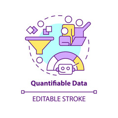 Fototapeta premium Quantifiable data concept icon. Automation. Advantage of digital engagement abstract idea thin line illustration. Isolated outline drawing. Editable stroke. Arial, Myriad Pro-Bold fonts used