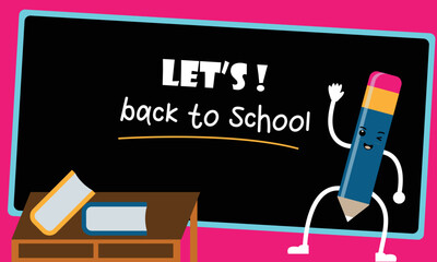 Let's back to school background vector illustration in doodle style
