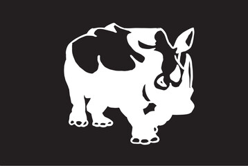 Ink pen vector rhino isolated on black, stylish graphical drawing , rhino for logotype ,design and tattoo
