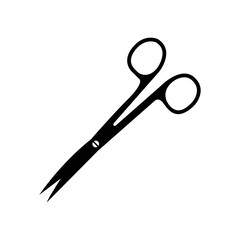 Surgical Scissors Silhouette. Black and White Icon Design Element on Isolated White Background