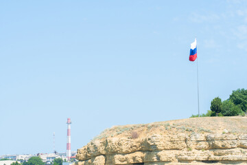 Flag tricolor federation national background russia russian banner independence war, for travel...
