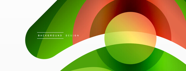 Obraz premium Abstract background with color geometric shapes. Beautiful minimal backdrop with round shapes circles and lines. Geometrical design. Vector illustration