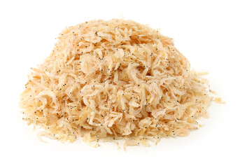 Dried shrimp on white background