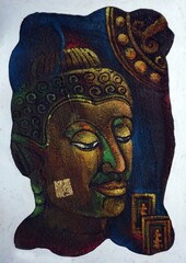 oil painting art Thai Buddha statue