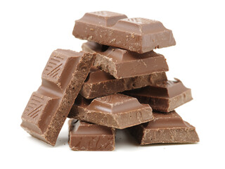 stack of chocolate on white background