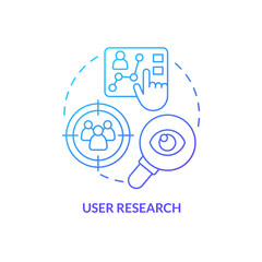 User research blue gradient concept icon. Audience experience. Information for content design abstract idea thin line illustration. Isolated outline drawing. Myriad Pro-Bold fonts used