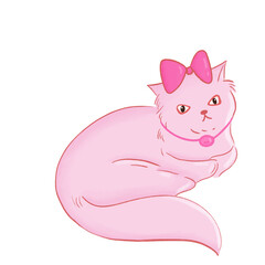 pink cat with bow