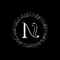 Initial Letter N logo template. Monnogram, delicate floral design ,Vector design.