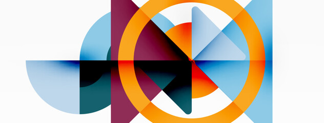 Obraz premium Creative geometric wallpaper. Minimal abstract background. Triangles and circles composition vector illustration for wallpaper banner background or landing page
