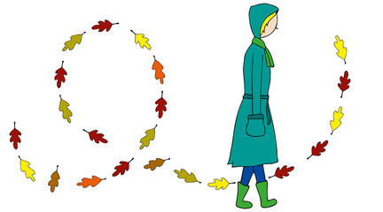 woman taking a walk in autumn