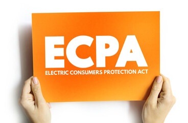 ECPA - Electric Consumers Protection Act acronym on card, abbreviation concept background