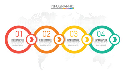 Obraz premium Infographics design 4 steps with marketing icons can be used for workflow layout, diagram, annual report, web design.