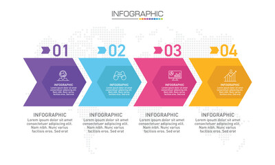 Infographics design 4 steps with marketing icons can be used for workflow layout, diagram, annual report, web design.