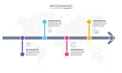 Infographics design 4 steps with marketing icons can be used for workflow layout, diagram, annual report, web design.