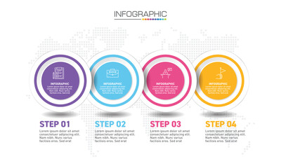 Infographics design 4 steps with marketing icons can be used for workflow layout, diagram, annual report, web design.