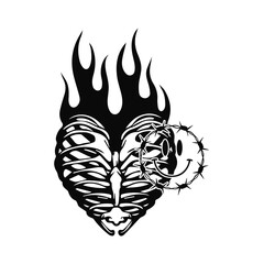 vector illustration of ribs with fire