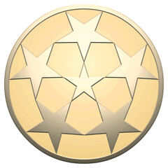 Golden star medal on white background	

