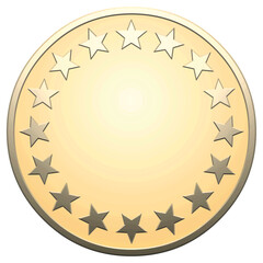 Golden star medal on white background	