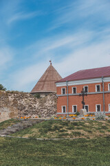 Fortress wall, prison building and tower in the fortress of Oreshek in Russia. photo vertical