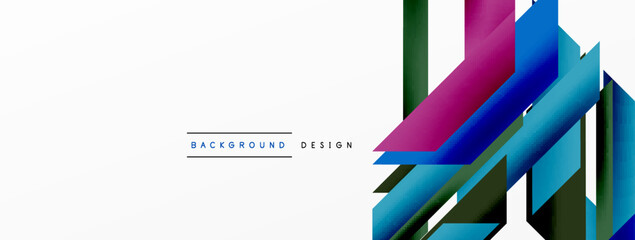 Minimal geometric abstract background. Dynamic 3d lines composition. Trendy techno business template for wallpaper, banner, background or landing