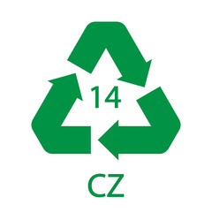 Battery recycling symbol 14 CZ . Vector illustration