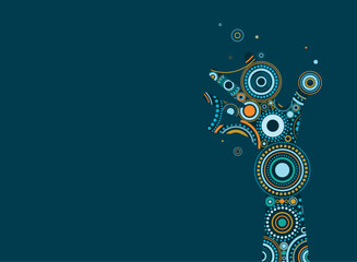 Fantasy painted hand with bright ethnic ornament of circles and dots. Creative event, festival, holiday, party, exhibition, show placard or poster. Magic vector concept